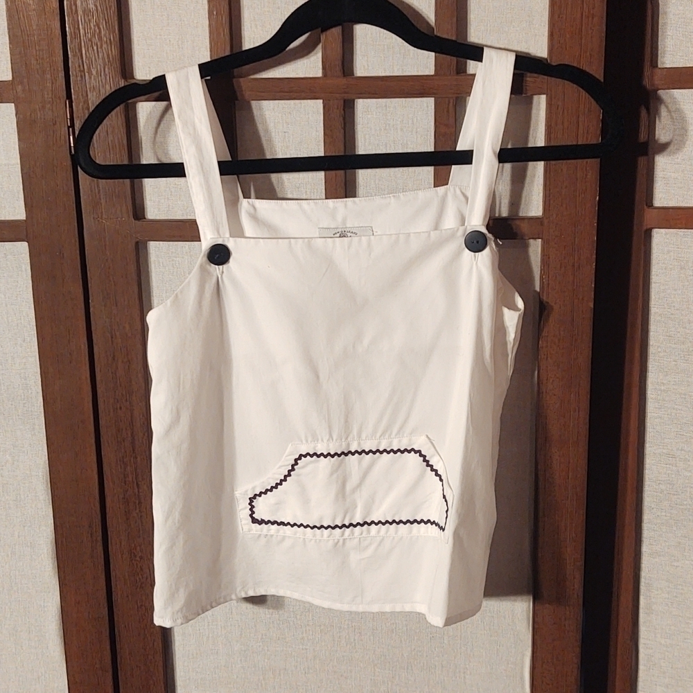 New Orleans Peony White Sleeveless Cotton Blouse Sz Girls (8/9)